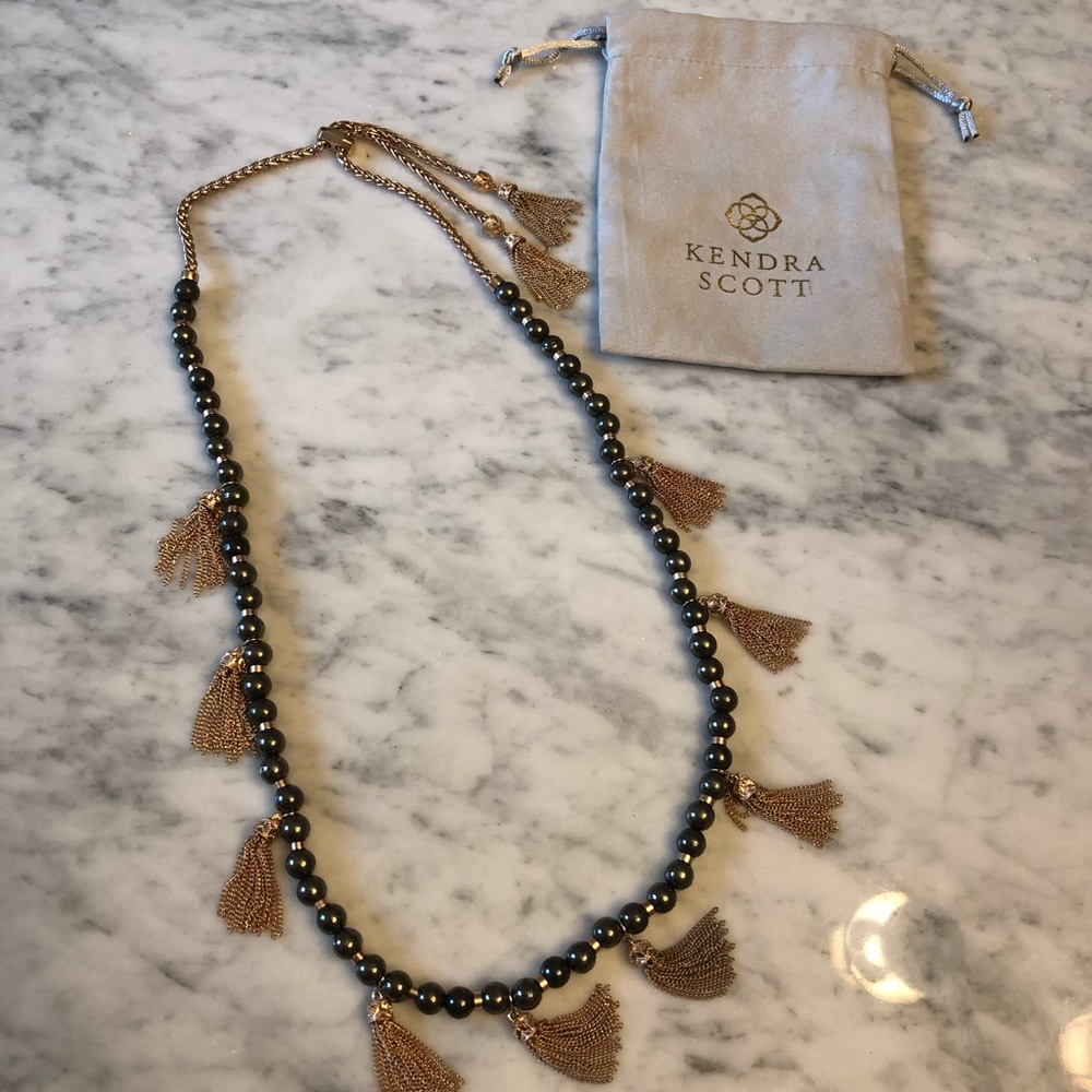 Kendra Scott necklace with gold tassels
